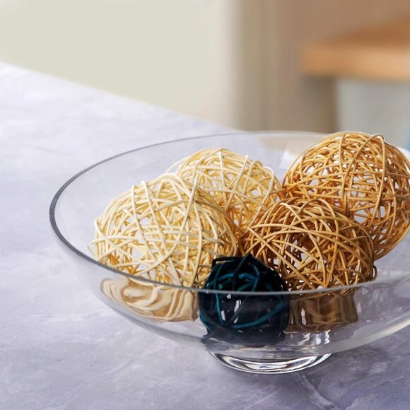 Glass Decorative Footed Bowl (H:4.5" D:12")‎  Fruit Display Bowl  Terrarium Bowl - Picture 6 of 7